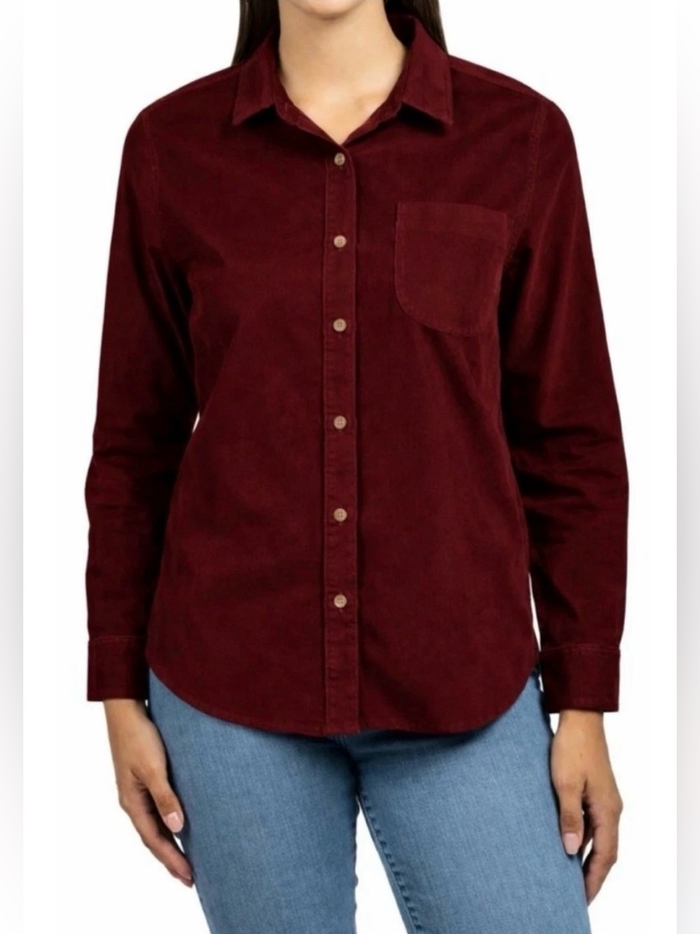 Jachs Girlfriend Ladies Mini-Corduroy Button Down Long Sleeve Shirt. Size medium